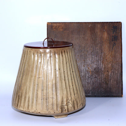 Antique Kizeto Ko-Seto Mizusashi Japanese Tea Ceremony Water Jar Vase Box PCP242