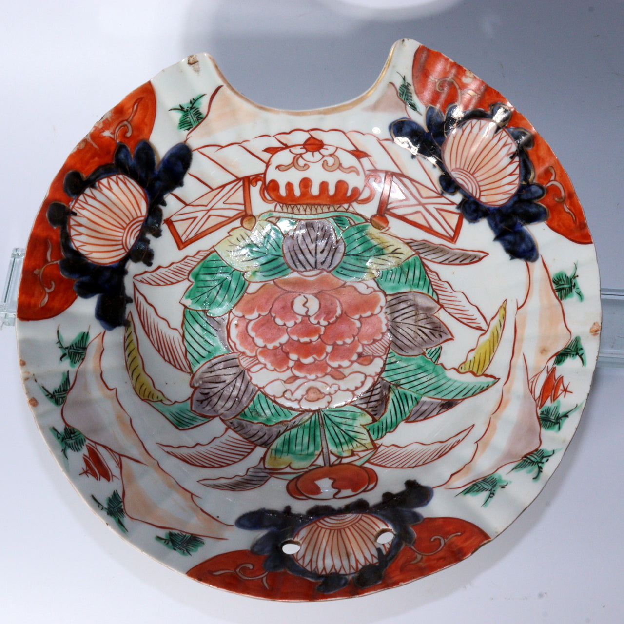Antique Japanese Imari ware Ko-Imari Polychrome Higezara Shaving Bowl 17C Arita Porcelain