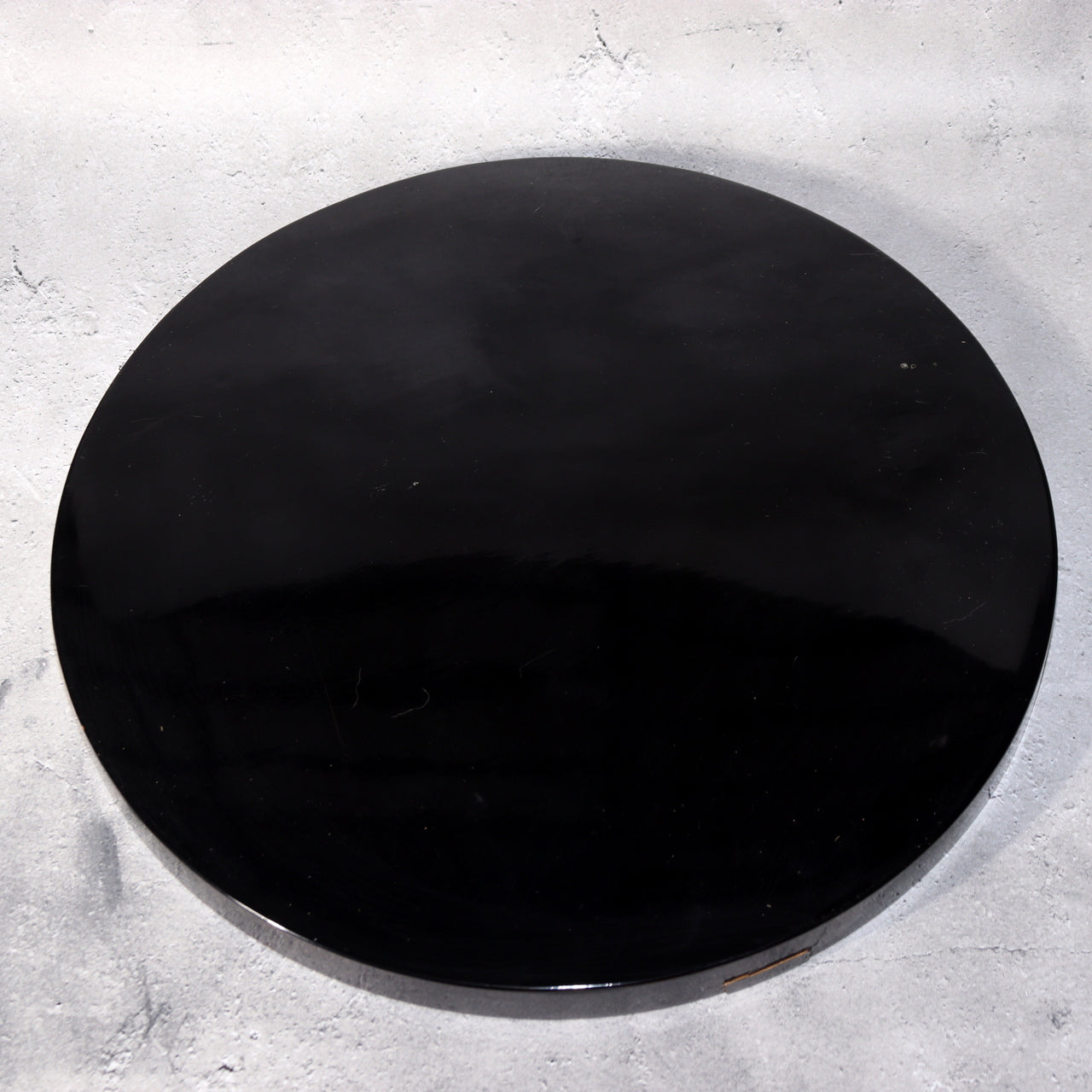 Japanese Antique Wooden Black Lacquered Round Tray Tea Ceremony Box Signed