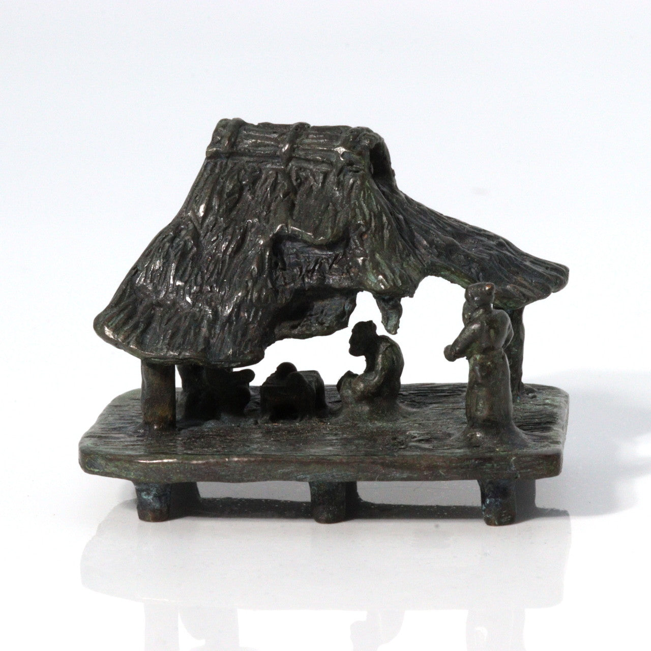 Japanese Bronze Kuzuya Figurine Bonsai Suiseki Bonkei Small Conversation KOEDO SUN ART KOEDO SUN ART (7953)