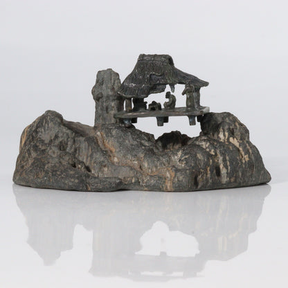 Japanese Bronze Kuzuya Figurine Bonsai Suiseki Bonkei Small Conversation KOEDO SUN ART KOEDO SUN ART (7953)