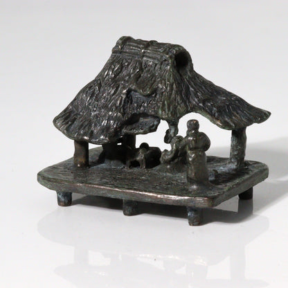 Japanese Bronze Kuzuya Figurine Bonsai Suiseki Bonkei Small Conversation KOEDO SUN ART KOEDO SUN ART (7953)