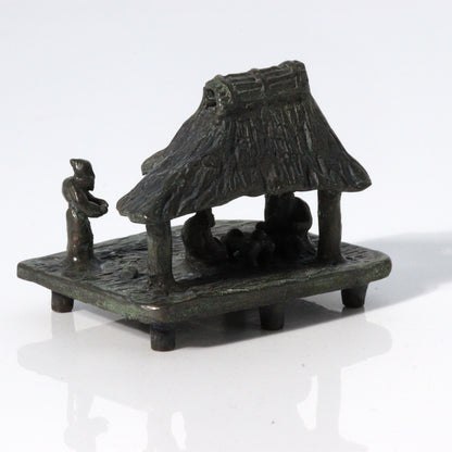 Japanese Bronze Kuzuya Figurine Bonsai Suiseki Bonkei Small Conversation KOEDO SUN ART KOEDO SUN ART (7953)