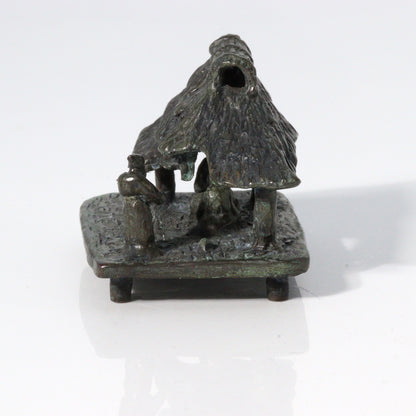 Japanese Bronze Kuzuya Figurine Bonsai Suiseki Bonkei Small Conversation KOEDO SUN ART KOEDO SUN ART (7953)