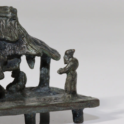 Japanese Bronze Kuzuya Figurine Bonsai Suiseki Bonkei Small Conversation KOEDO SUN ART KOEDO SUN ART (7953)