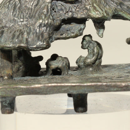 Japanese Bronze Kuzuya Figurine Bonsai Suiseki Bonkei Small Conversation KOEDO SUN ART KOEDO SUN ART (7953)