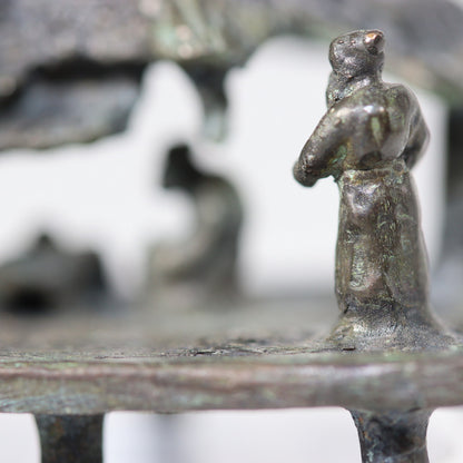 Japanese Bronze Kuzuya Figurine Bonsai Suiseki Bonkei Small Conversation KOEDO SUN ART KOEDO SUN ART (7953)