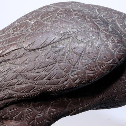 Antique Japanese Bronze Hawk on Rock Sculpture Rare Collectible Item BOS891