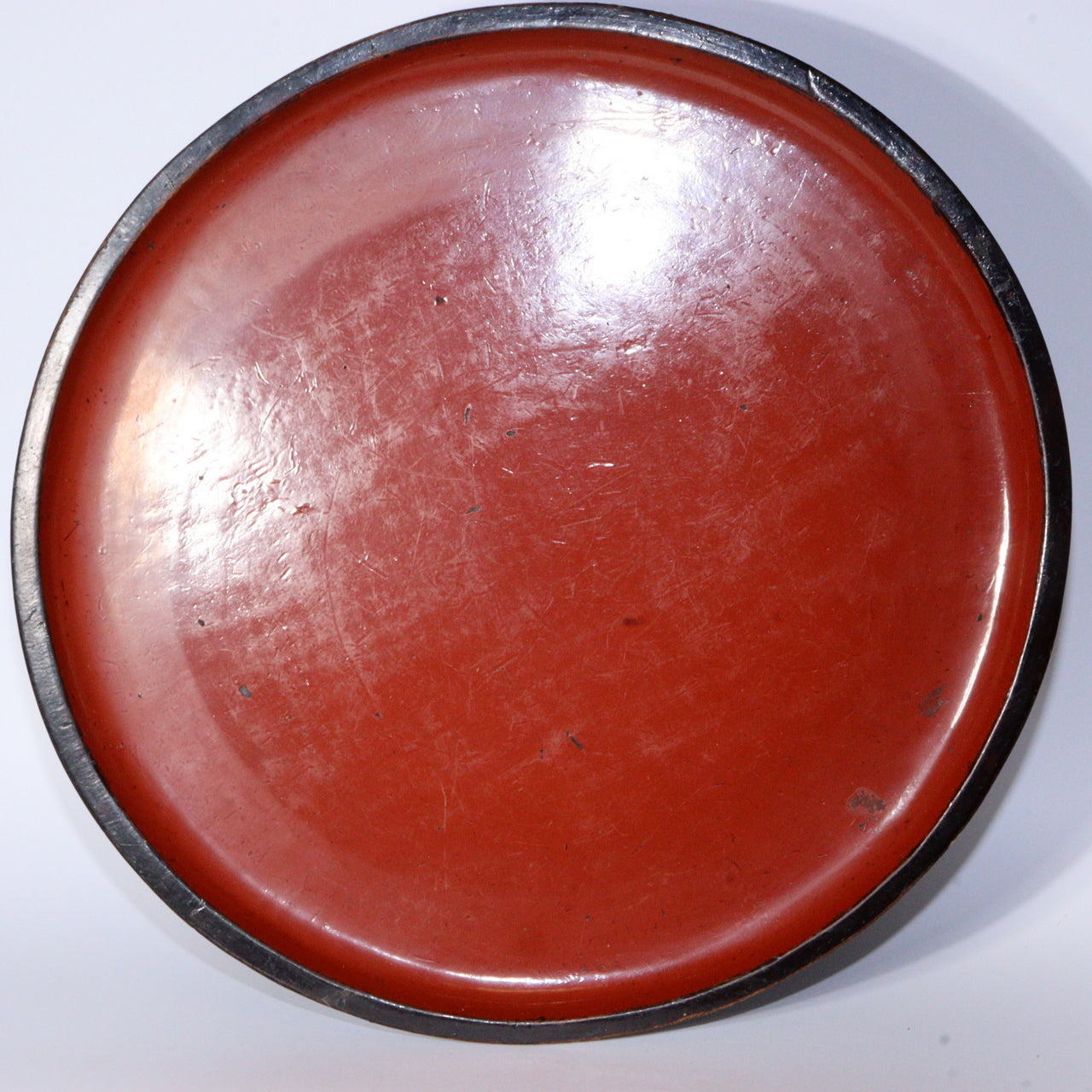 Antique Aizu Lacquerware Red Pedestal Tray Meiji Era Japanese Kurinuki WO396 -1