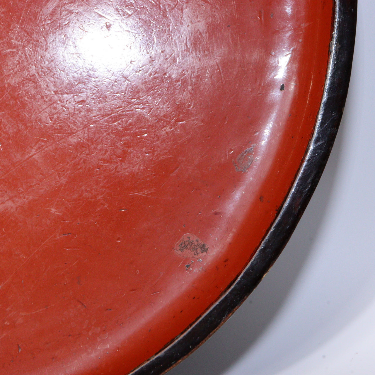 Antique Aizu Lacquerware Red Pedestal Tray Meiji Era Japanese Kurinuki WO396 -1