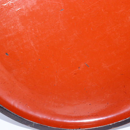 Antique Aizu Lacquerware Red Pedestal Tray Meiji Era Japanese Kurinuki WO396 -1