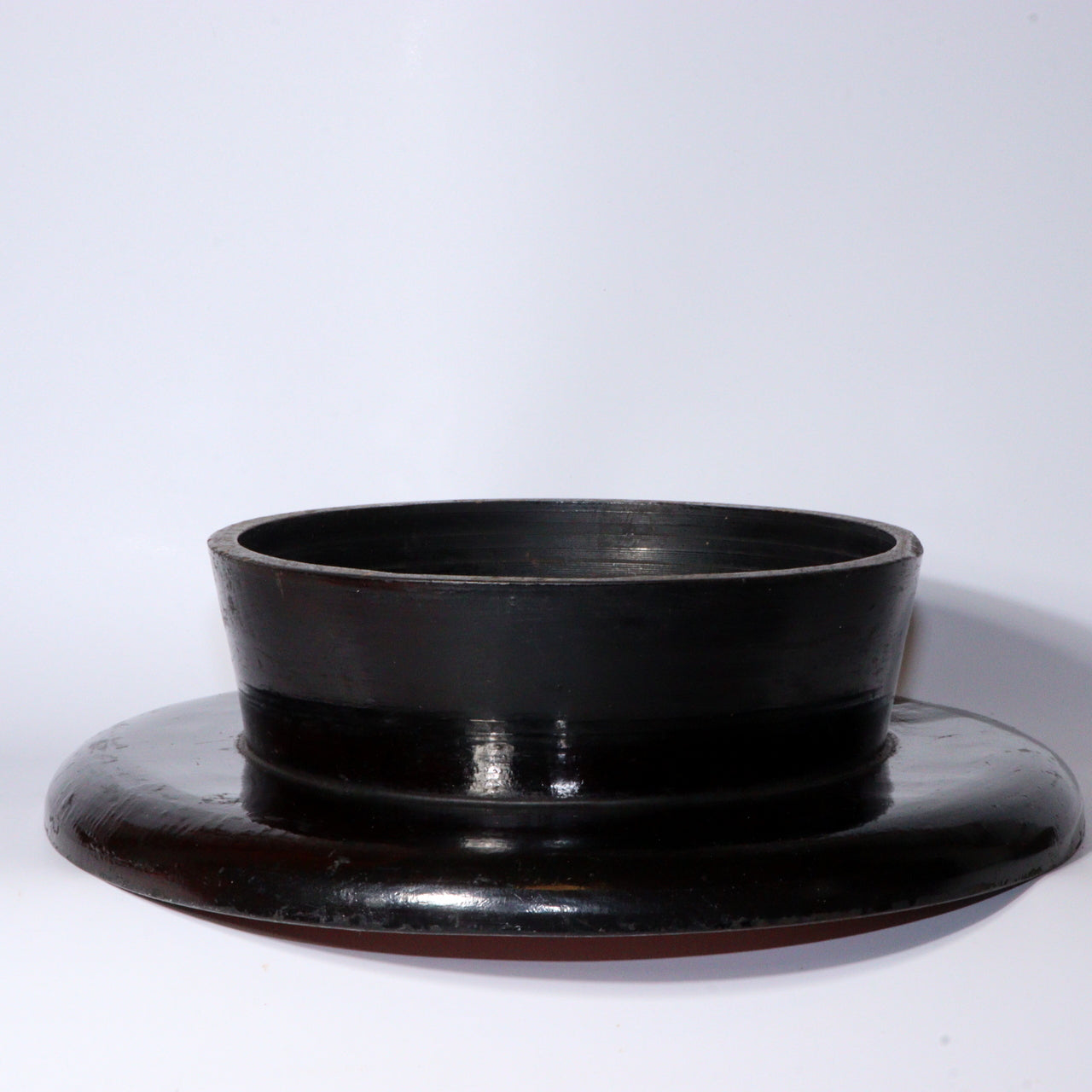 Antique Aizu Lacquerware Red Pedestal Tray Meiji Era Japanese Kurinuki WO396 -1