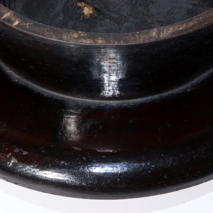 Antique Aizu Lacquerware Red Pedestal Tray Meiji Era Japanese Kurinuki WO396 -1