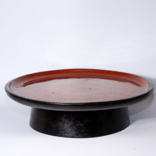 Antique Aizu Lacquerware Red Pedestal Tray Meiji Era Japanese Negoro WO396 -2