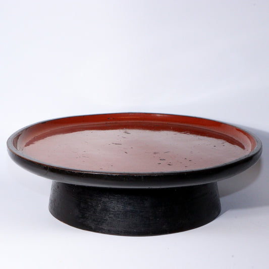 Antique Aizu Lacquerware Red Pedestal Tray Meiji Era Japanese Negoro WO396 -3