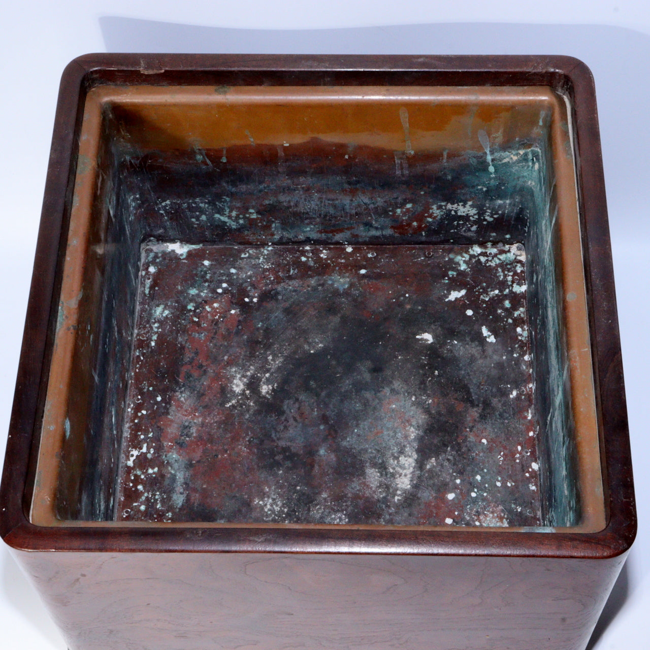 Brazier Hibachi Hiire Japanese Antique Possibly Karaki Hardwood Copper WO398 -1