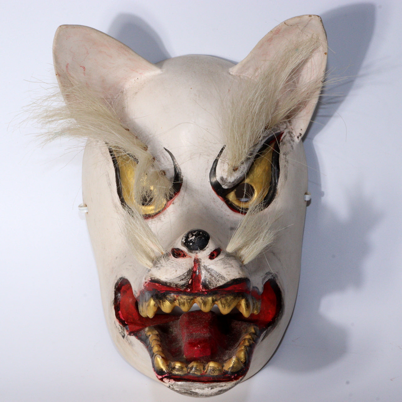Japanese Vintage Fox mask Wooden Kyogen Inari Kitsune Noh Shinto Kagura MSK502