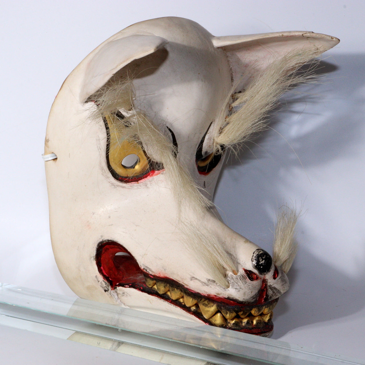 Japanese Vintage Fox mask Wooden Kyogen Inari Kitsune Noh Shinto Kagura ...