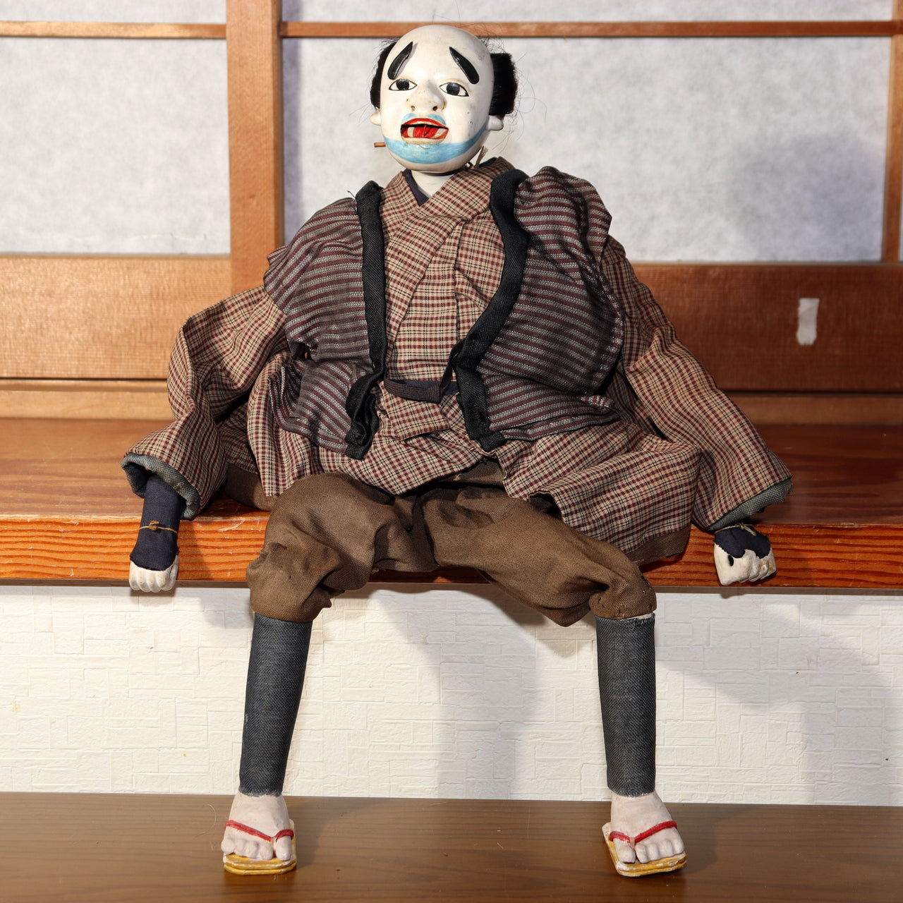 Japanese Joruri Puppet Monkey Trainer Doll by Takeo Oe Prewar Awa Ningyo VG405