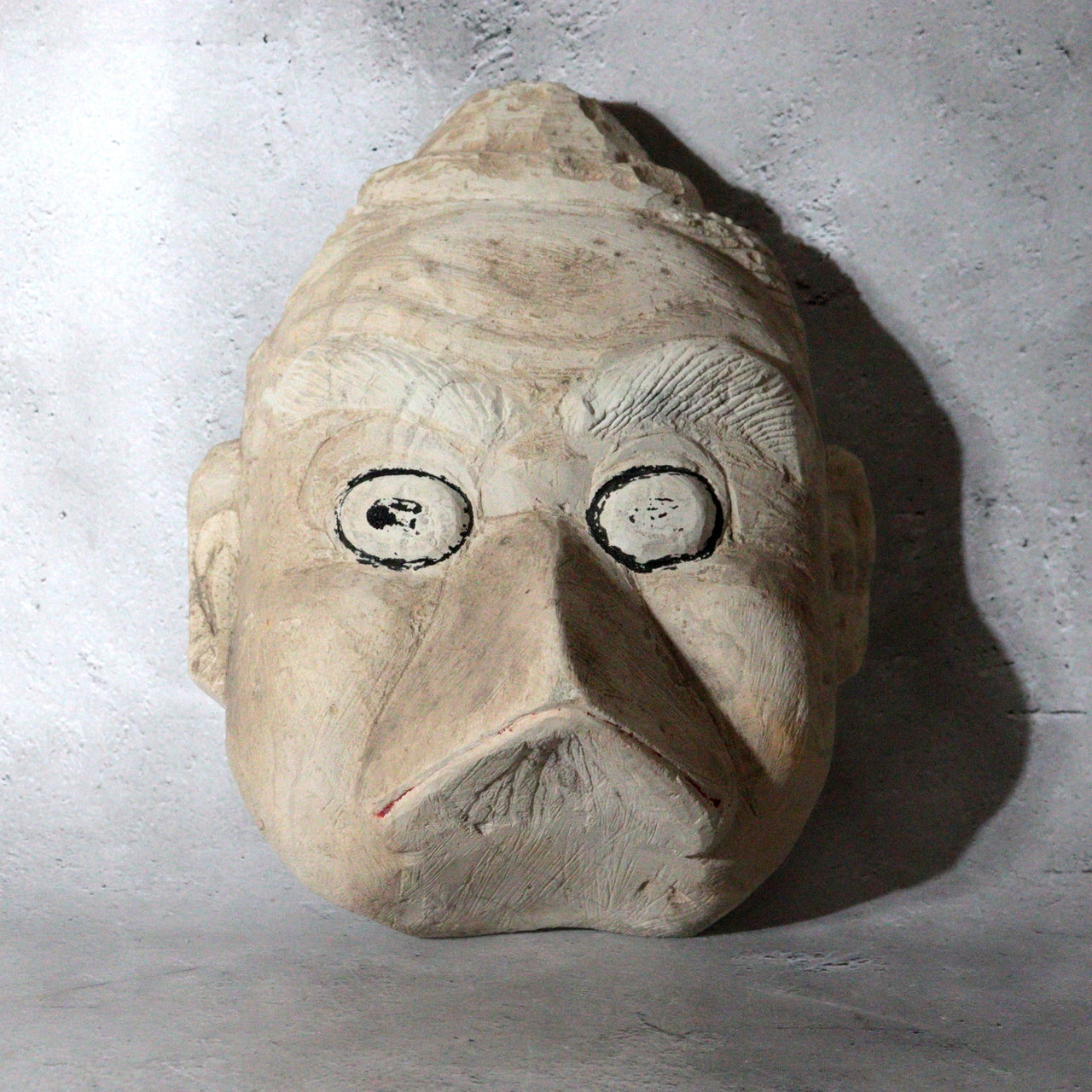 Vintage Japanese Stone Carved crow Tengu Mask Figurine Mt.Taka Temple Shinto