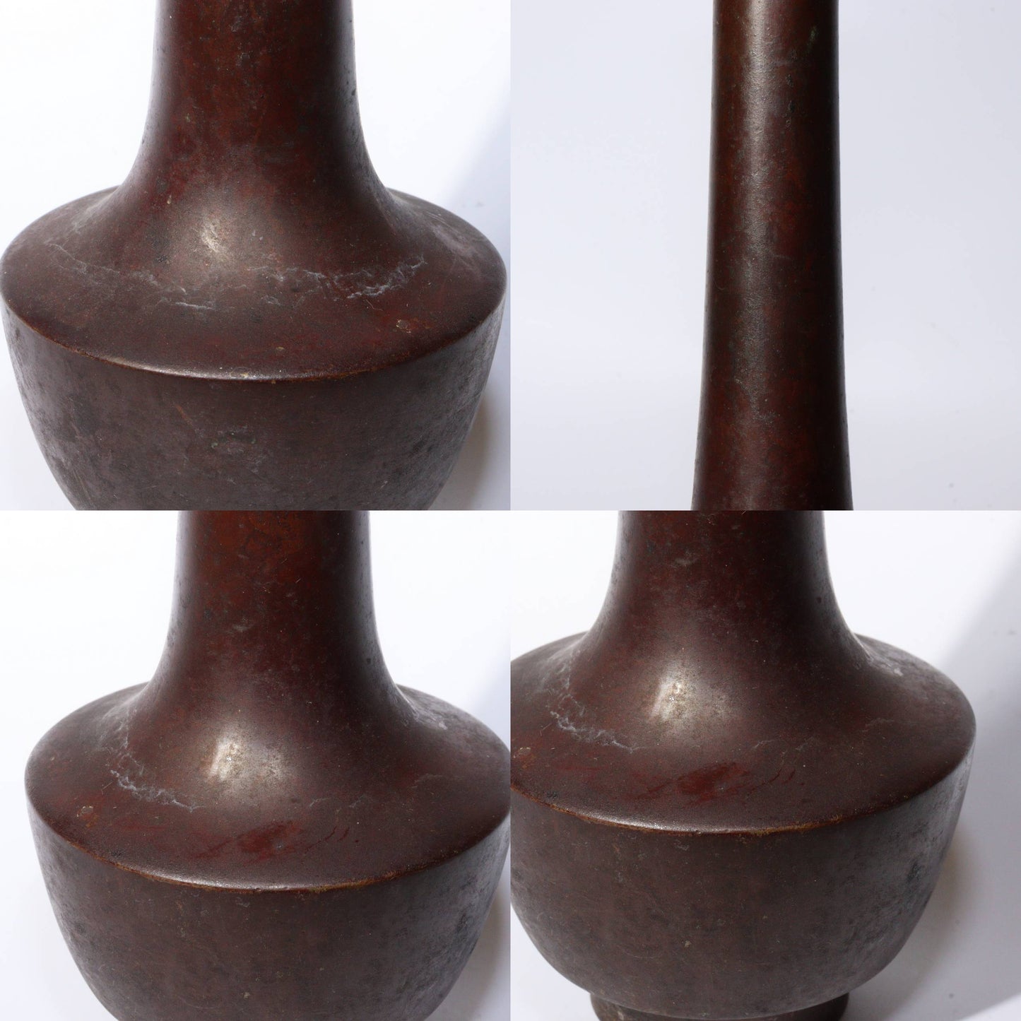 Japanese Bronze Flower Vase Nakajima Yasumi signed w / box BV602