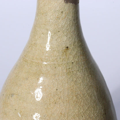 Antique Seto Ware Tokkuri Sake Bottle – Ash Glazed Japanese Pottery PCP235