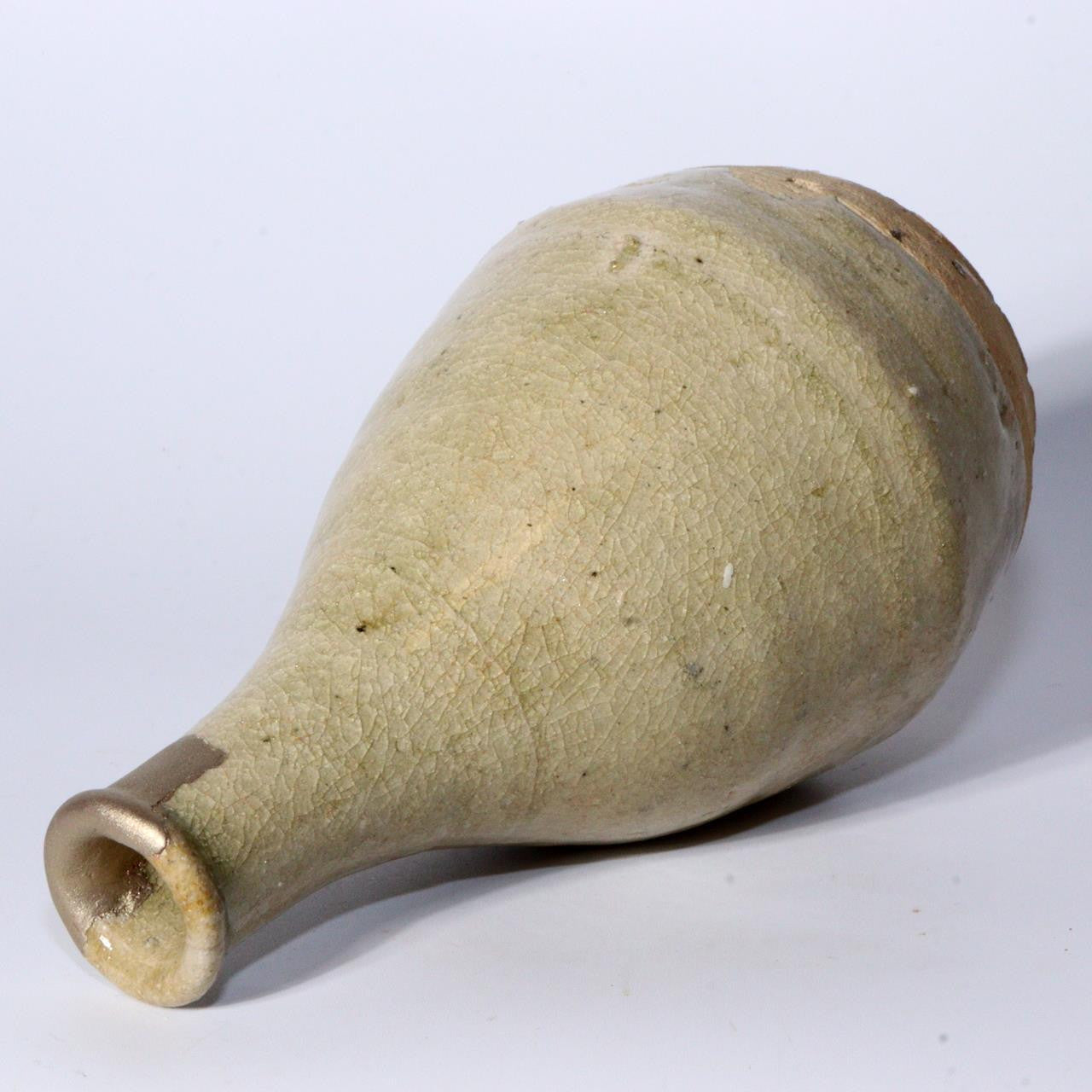 Antique Seto Ware Tokkuri Sake Bottle – Ash Glazed Japanese Pottery PCP235