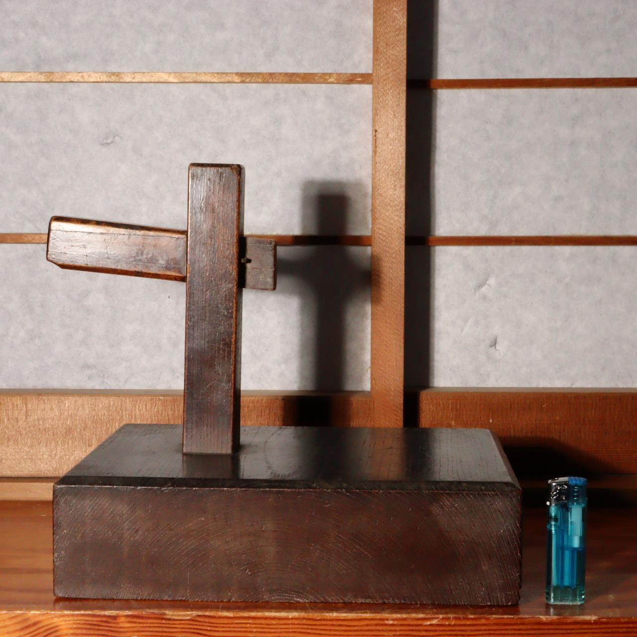 Vintage Wooden Spool Base | Japanese Antique Thread Winder Stand WO255