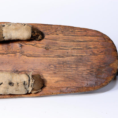 Antique Ice skating shoes wooden Geta Clogs Skates Japanese blacksmith WO375