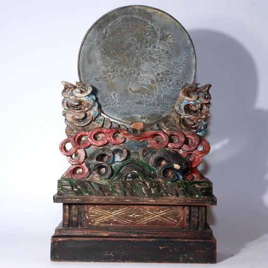 Japanese Antique shinto Shinkyo Bronze mirror Temple Buddhist art BOS878