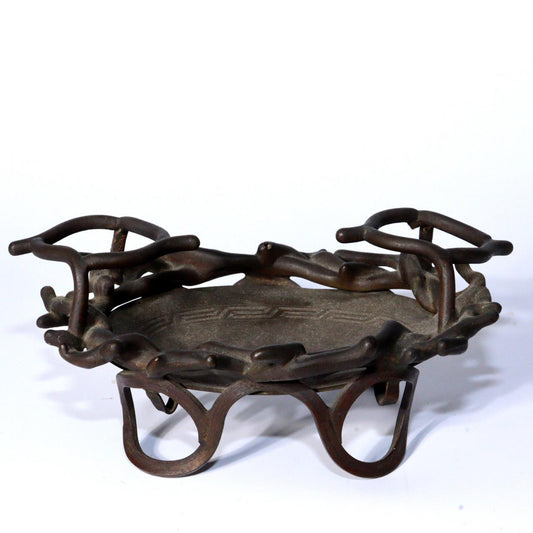 Japanese Chinese Antique Iron Scholar’s Brush Rest Ink Stone Stand censer Stand