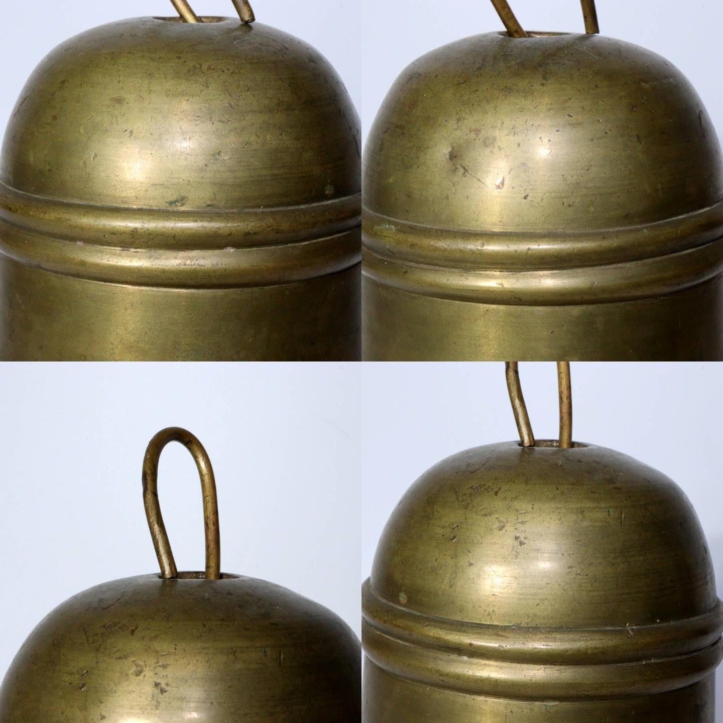 Japanese Antique Brass hand Futaku bell Furin Temple Buddhist signed BOS879