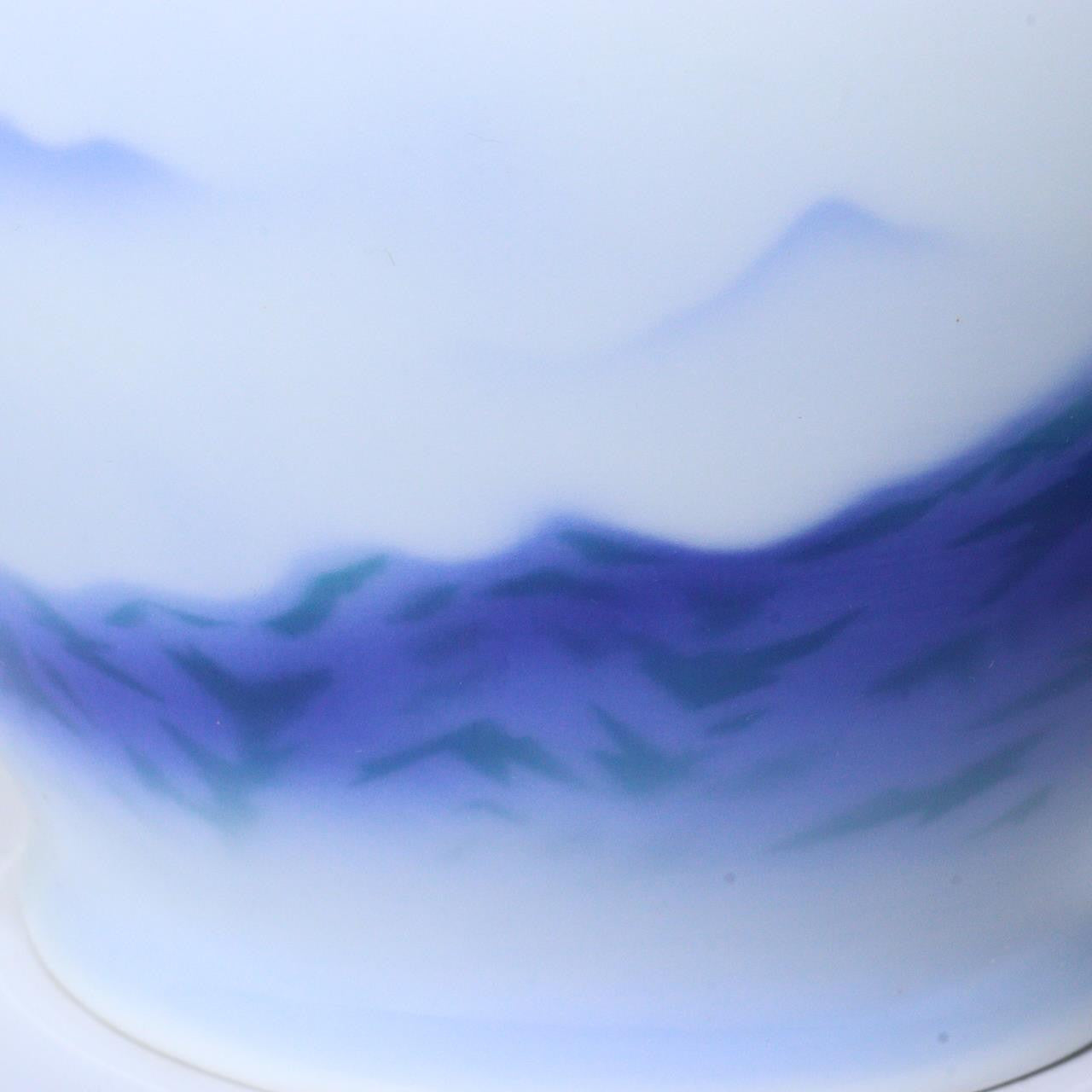 Japanese Fukagawa porcelain vase Morning glow Mt.Fuji design Arita signed PV251