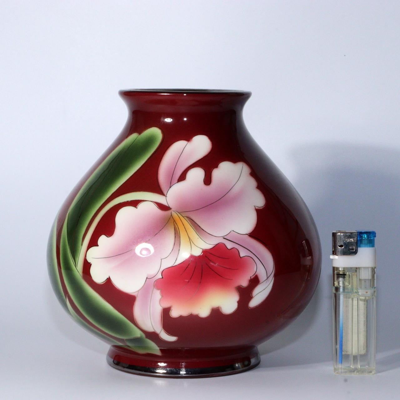 Japanese shippou Cloisonne vase Flower design KOKUSUI PV237