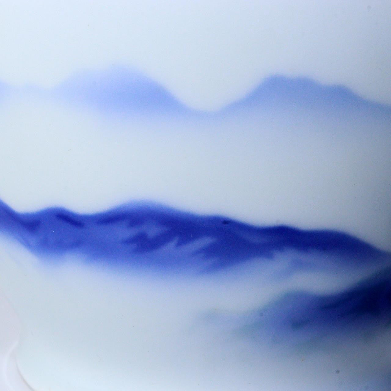 Japanese Fukagawa porcelain vase Morning glow Mt.Fuji design Arita signed PV251