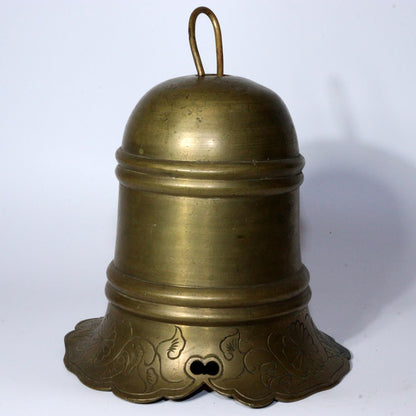 Japanese Antique Brass hand Futaku bell Furin Temple Buddhist signed BOS879