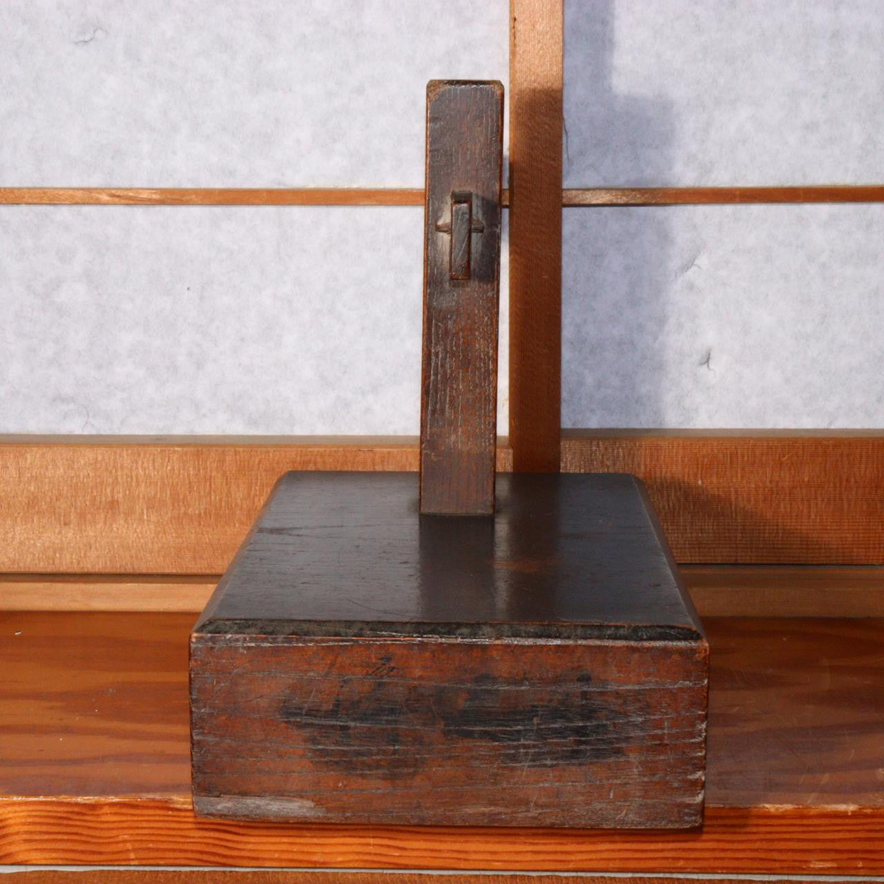 Vintage Wooden Spool Base | Japanese Antique Thread Winder Stand WO255