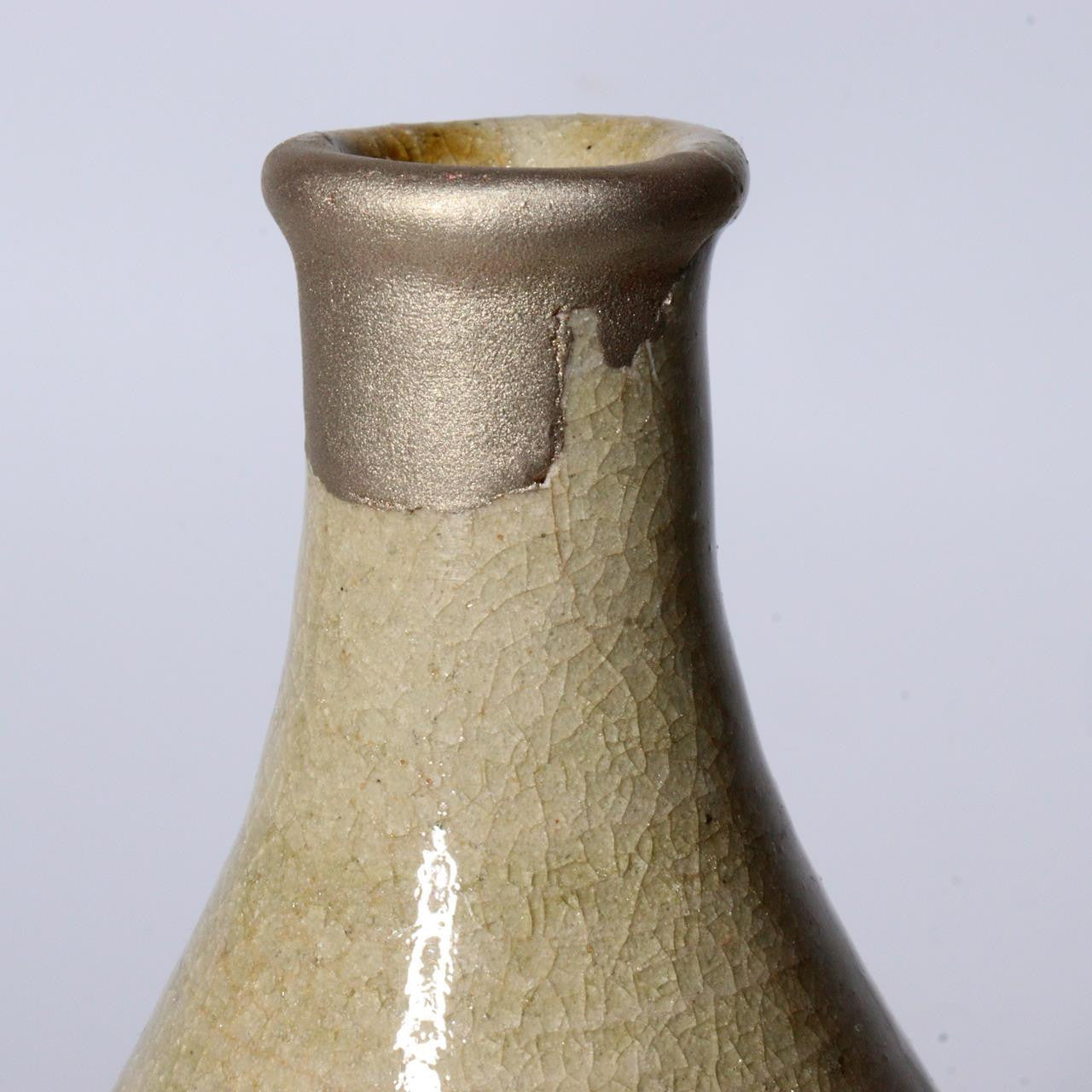 Antique Seto Ware Tokkuri Sake Bottle – Ash Glazed Japanese Pottery PCP235