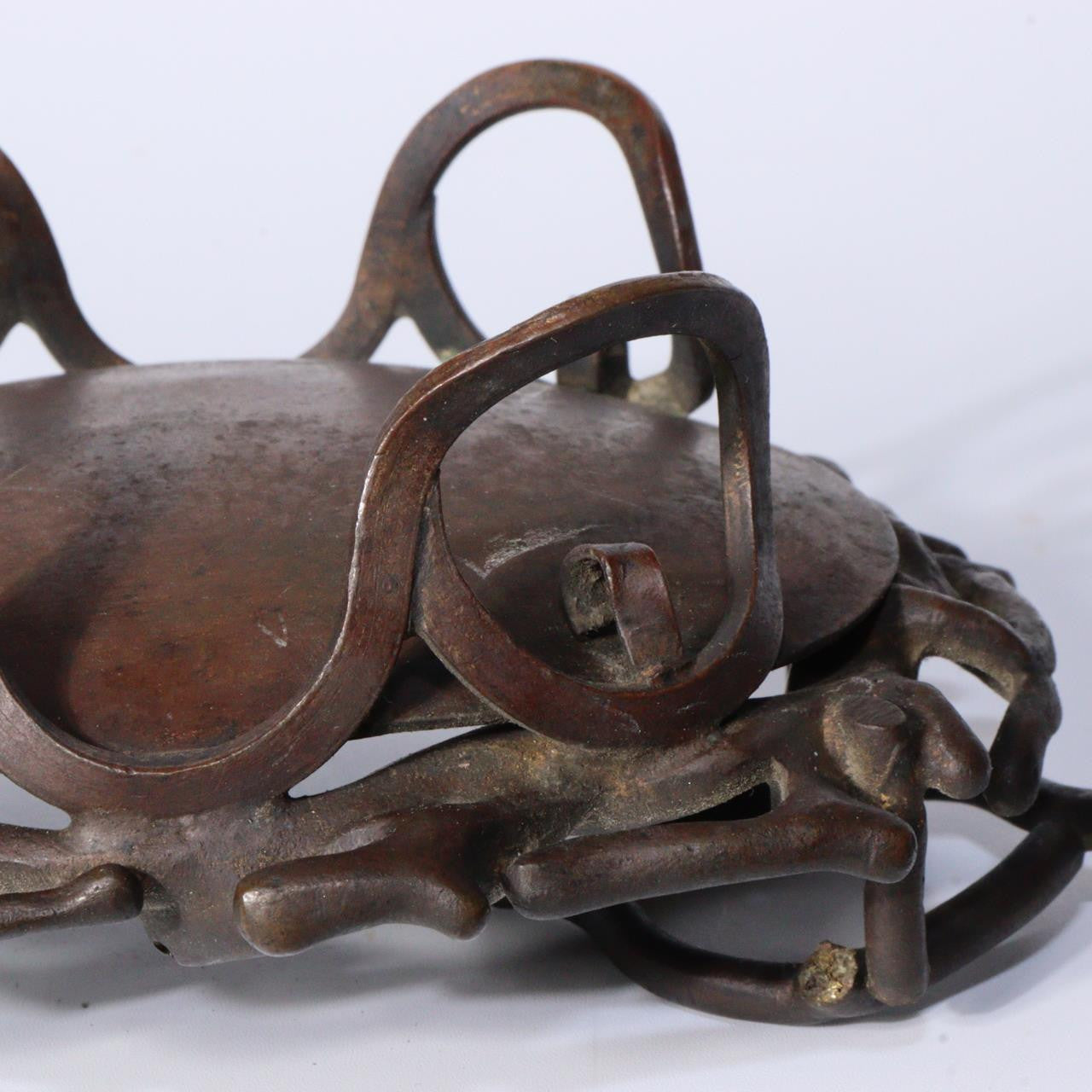 Japanese Chinese Antique Iron Scholar’s Brush Rest Ink Stone Stand censer Stand