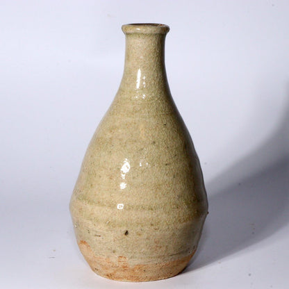 Antique Seto Ware Tokkuri Sake Bottle – Ash Glazed Japanese Pottery PCP235