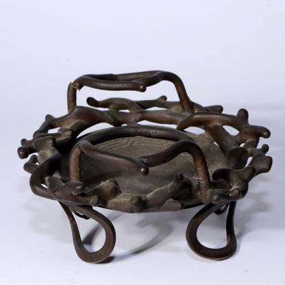 Japanese Chinese Antique Iron Scholar’s Brush Rest Ink Stone Stand censer Stand