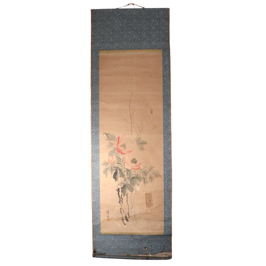 Japanese Kakejiku hanging scroll Flower design Emakimono ASO378