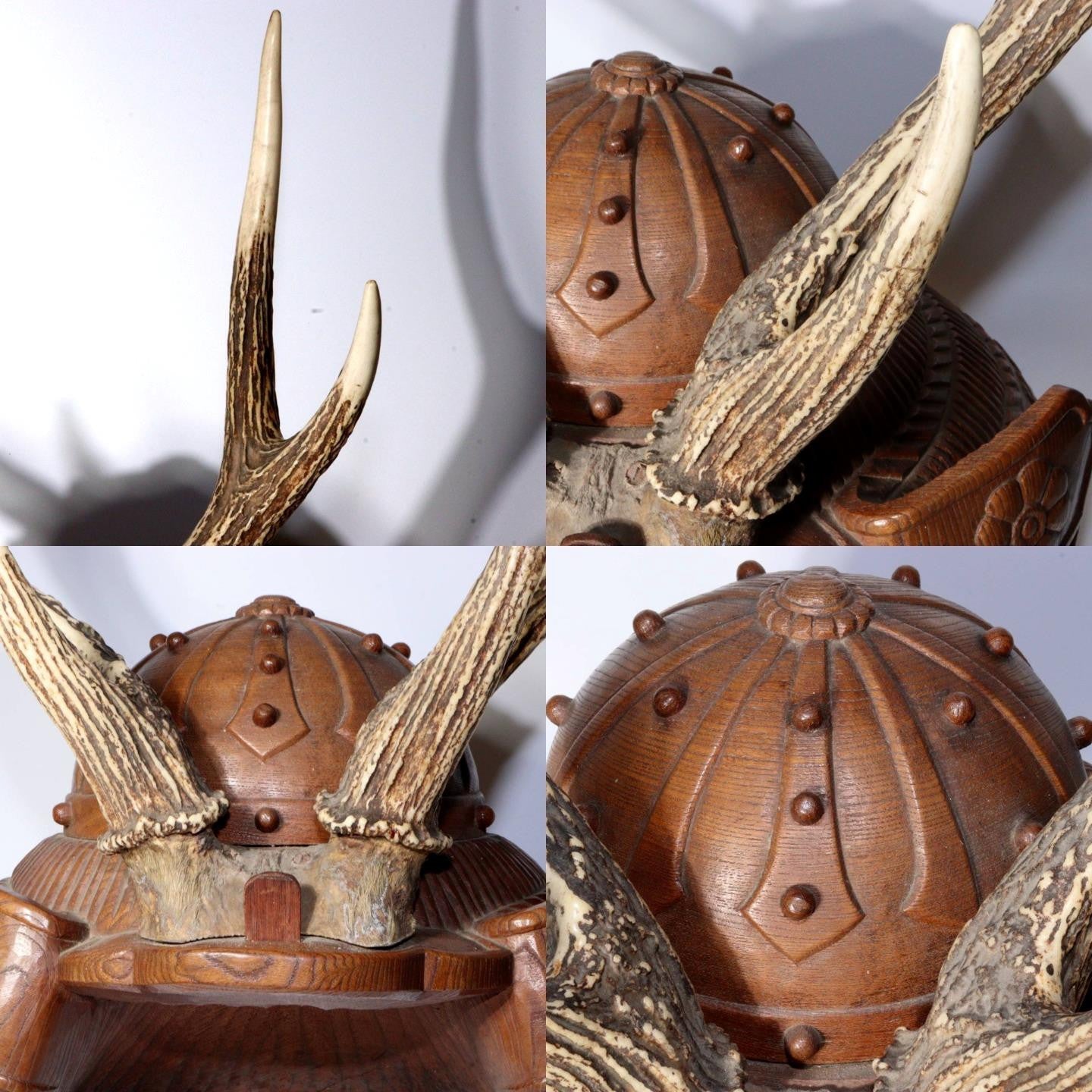 Japanese wooden Sword Rack Stand Helmet Kabuto Deer antlers Kazuno SWR343