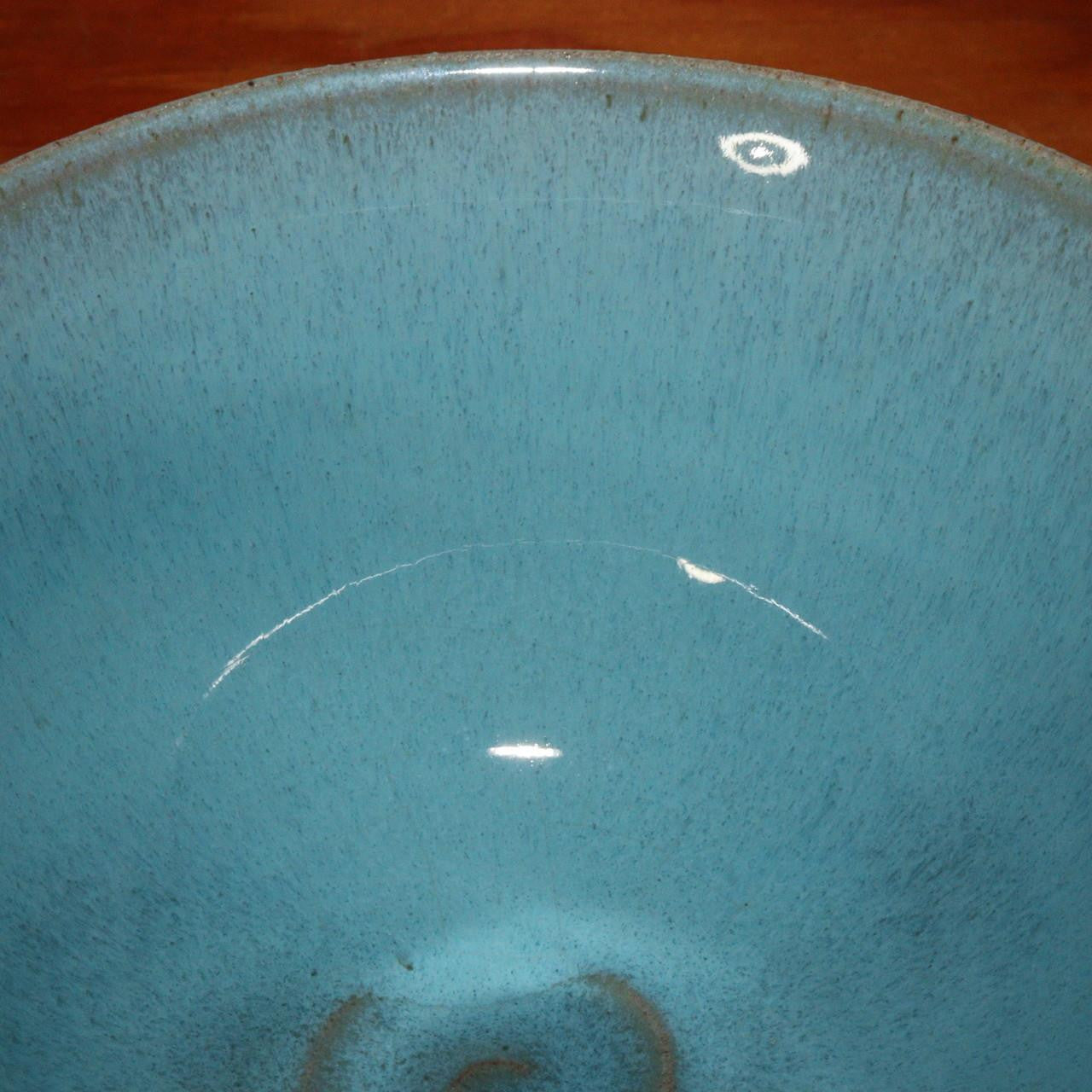 Japanese Antique Blue Tea Bowl pottery Sado Wada Touzan signed PCP163