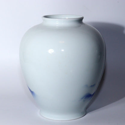 Japanese Fukagawa porcelain vase Morning glow Mt.Fuji design Arita signed PV251