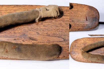 Antique Ice skating shoes wooden Geta Clogs Skates Japanese blacksmith WO375