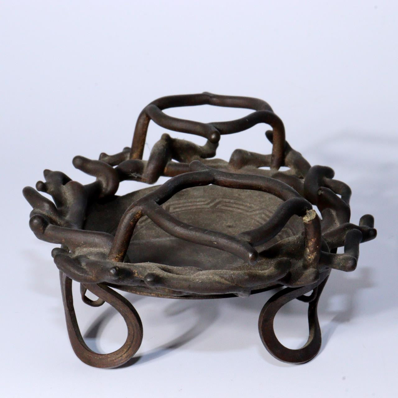 Japanese Chinese Antique Iron Scholar’s Brush Rest Ink Stone Stand censer Stand