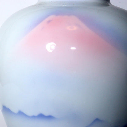 Japanese Fukagawa porcelain vase Morning glow Mt.Fuji design Arita signed PV251