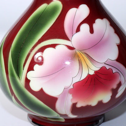 Japanese shippou Cloisonne vase Flower design KOKUSUI PV237