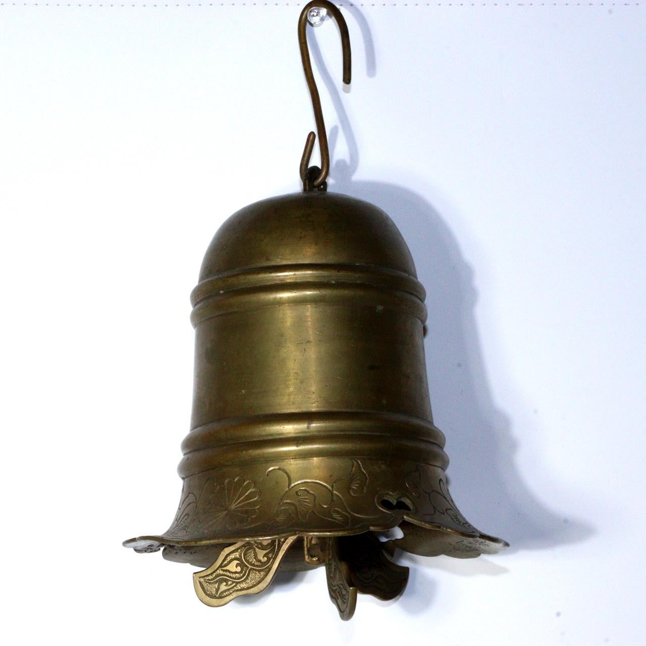 Japanese Antique Brass hand Futaku bell Furin Temple Buddhist signed BOS879